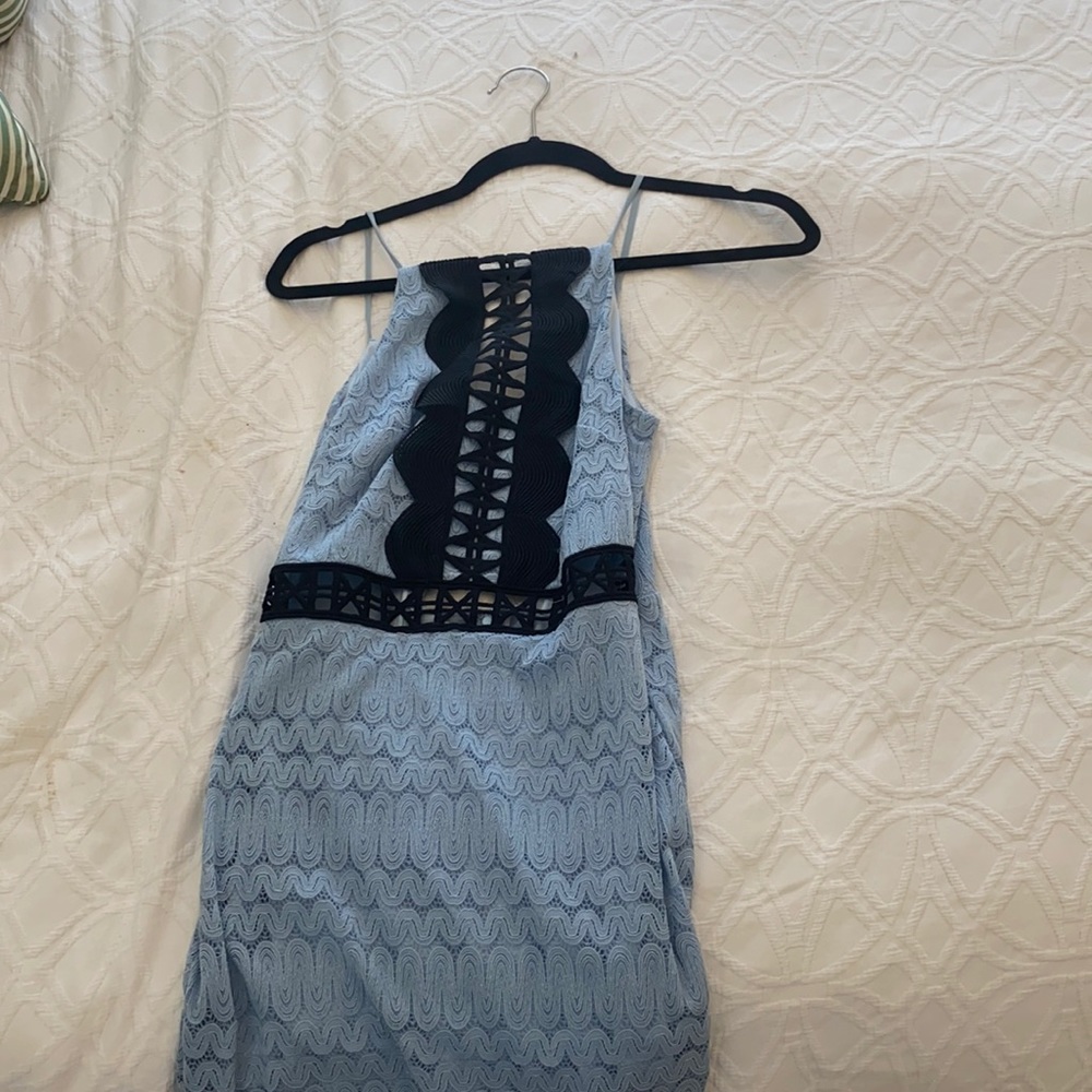Top Shop blue and black body con dress small
